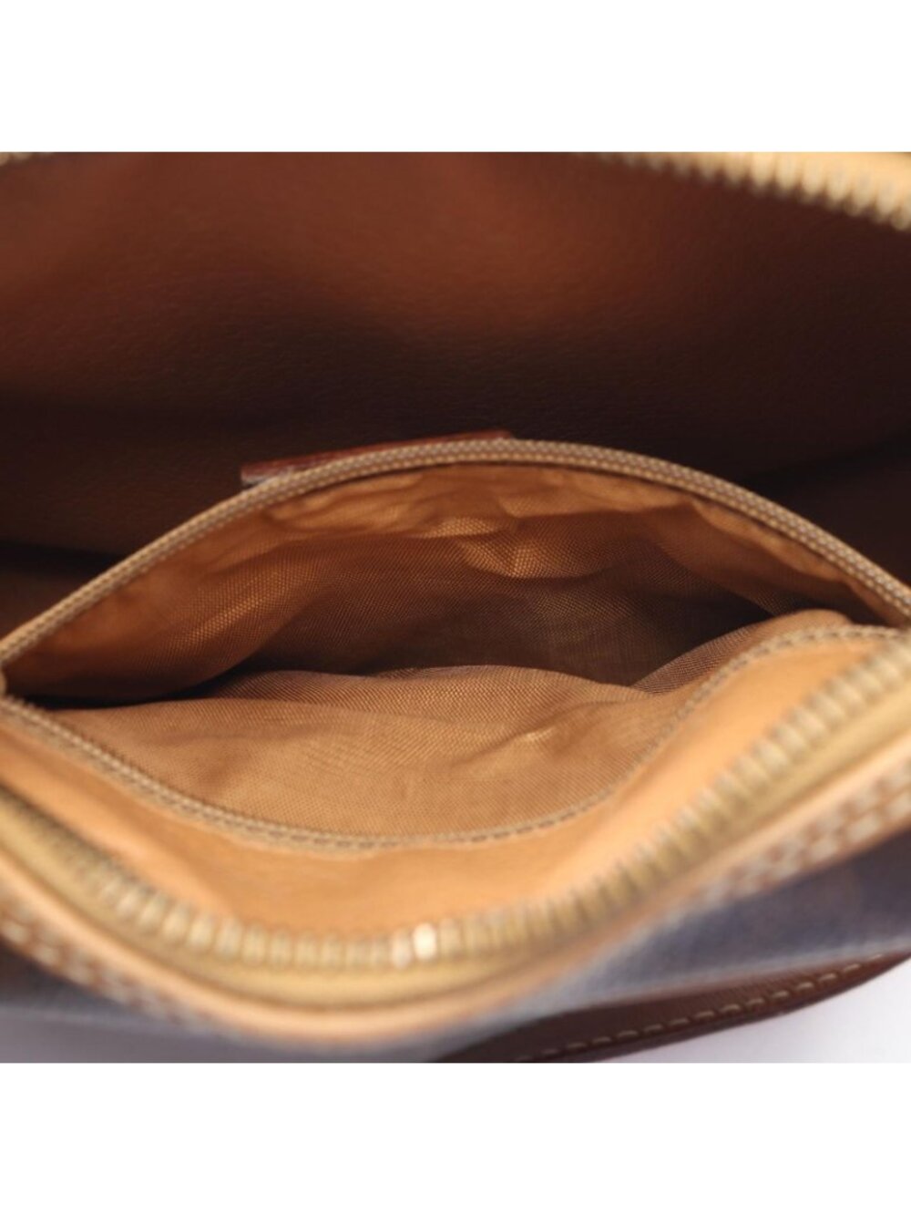 Celine Shoulder Bag Macadam Dark Brown Canvas Leather - Picture 6 of 11